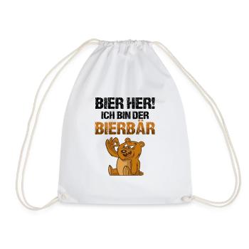 Bier her! Ich bin der Bierbär Biertrinker - Turnbeutel - Weiß - Vorne