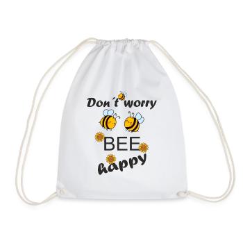 Bee happy bees honey beekeeper - Drawstring Bag - white - Front