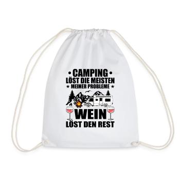 Camping und Wein - Turnbeutel - Weiß - Vorne