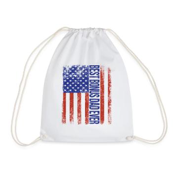 Best Bonus Dad Ever Fathers Day America Flag - Drawstring Bag - white - Front