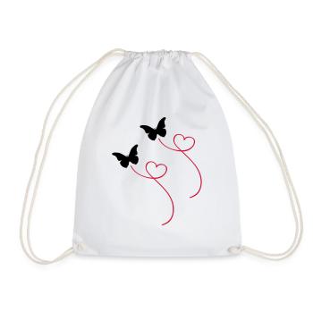 butterflies - Drawstring Bag - white - Front