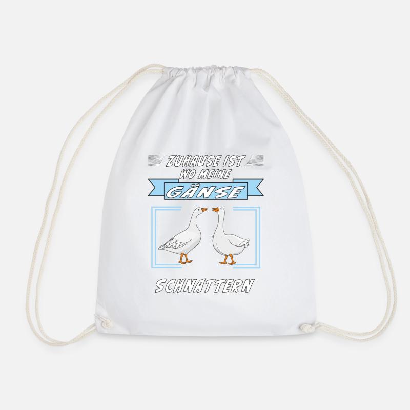ZUHAUSE IST WO MEINE GÄNSE SCHNATTERN - Turnbeutel - Weiß