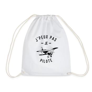 J'peux pas je pilote, Cadeau rétro avion - Sac de sport léger - blanc - Devant