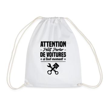 Attention peut parler de voitures à tout moment - Sac de sport léger - blanc - Devant