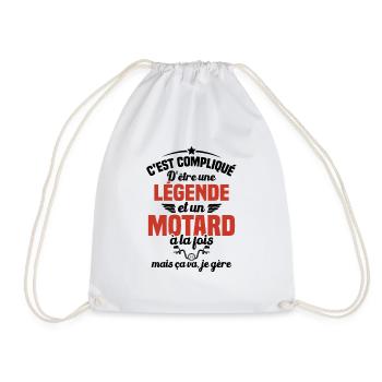 Legende et Motard, Humour Cadeau Motard - Sac de sport léger - blanc - Devant