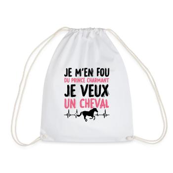 Je m'en fou du prince charmant je veux un cheval - Sac de sport léger - blanc - Devant