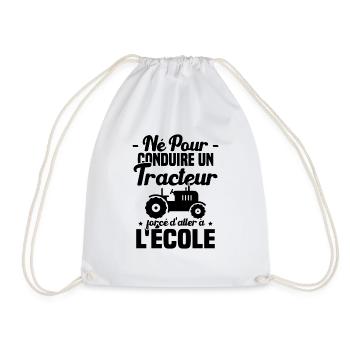 Né Pour Conduire Un Tracteur Cadeau Humour Fermier - Sac de sport léger - blanc - Devant