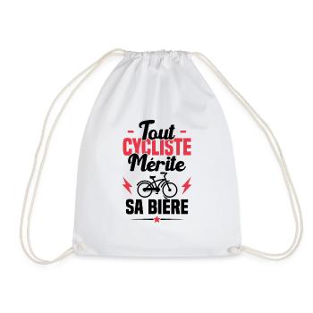 Tour cycliste mérite sa bière Humour cadeau - Sac de sport léger - blanc - Devant