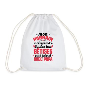 Mon Parrain Va M'apprendre Les Bêtises Humour - Sac de sport léger - blanc - Devant