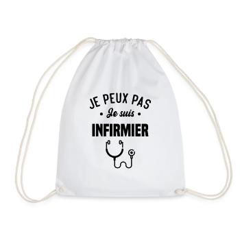 Je peux pas je suis Infirmier humour cadeau - Sac de sport léger - blanc - Devant