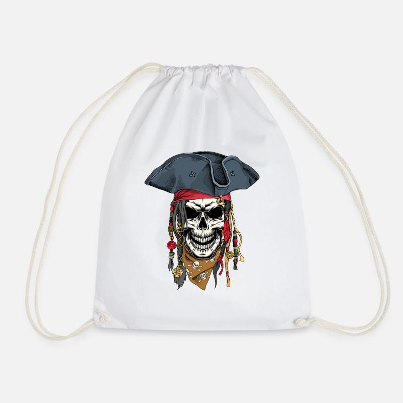 Pirates Skull - Drawstring Bag - white