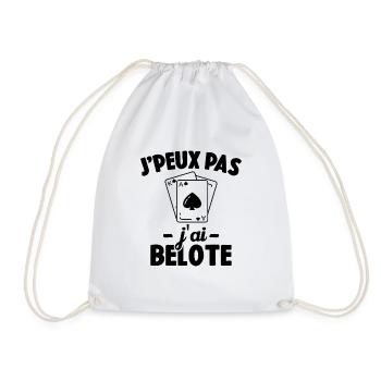 J'peux pas j'ai belote Cadeau Humour - Sac de sport léger - blanc - Devant