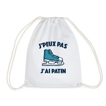 Je peux pas j'ai patin humour cadeau patinage - Sac de sport léger - blanc - Devant