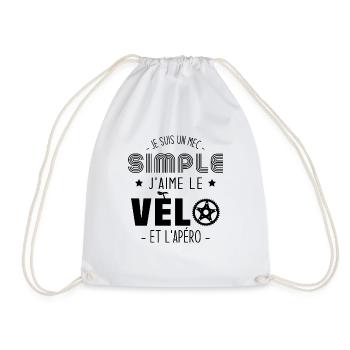 Je suis un mec simple j'aime le vélo et l'apéro - Sac de sport léger - blanc - Devant