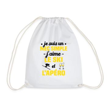 Je suis un mec simple j'aime le ski et l'apéro - Sac de sport léger - blanc - Devant