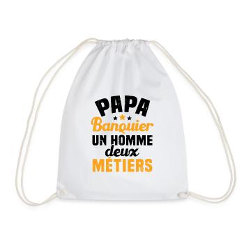 Papa Banquier un homme deux métiers - Sac de sport léger - blanc - Devant