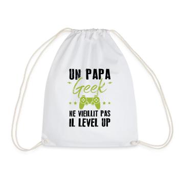 Un papa geek ne vieillit pas il level up - Sac de sport léger - blanc - Devant