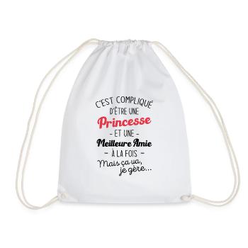 Une princesse et meilleure amie - Sac de sport léger - blanc - Devant