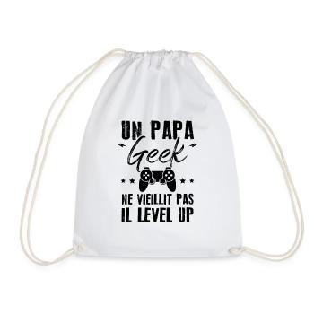 Un papa geek ne vieillit pas il level up - Sac de sport léger - blanc - Devant