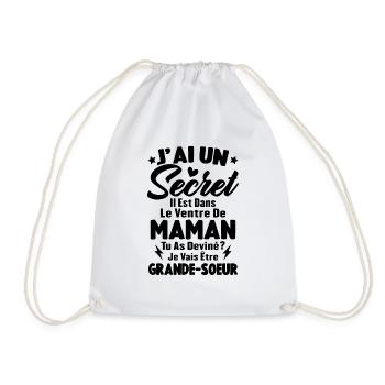 J'ai un secret je vais être grande sœur cadeau - Sac de sport léger - blanc - Devant