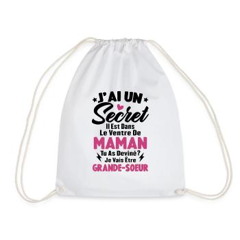 J'ai un secret je vais être grande sœur cadeau - Sac de sport léger - blanc - Devant