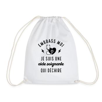 Embrasse moi je suis une aide-soignante cadeau - Sac de sport léger - blanc - Devant