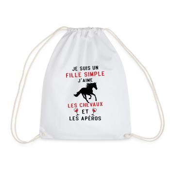 Je suis un fille j'aime les chevaux et les apéros - Sac de sport léger - blanc - Devant