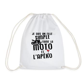 Un fille j'aime les moto et les apéros - Sac de sport léger - blanc - Devant