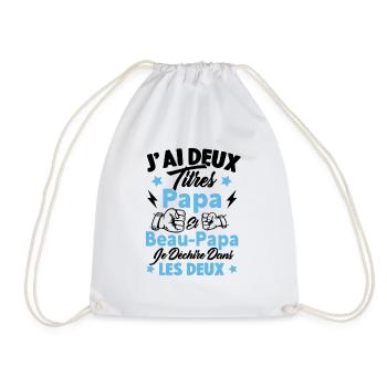 J'ai deux titres papa et beau papa - Sac de sport léger - blanc - Devant