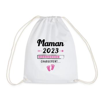 Maman 2023 Chargement, Cadeau future maman - Sac de sport léger - blanc - Devant