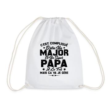Papa Major Cadeau Humour Fête Des Pères - Sac de sport léger - blanc - Devant