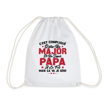 Papa Major Cadeau Humour Fête Des Pères - Sac de sport léger - blanc - Devant