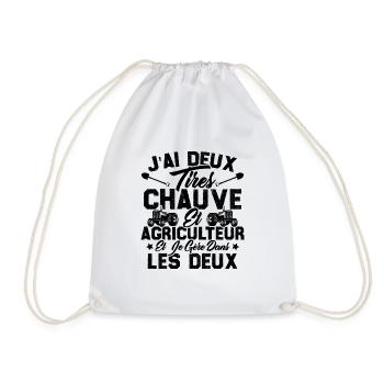 Chauve Agriculteur / Humour Cadeau Agriculture - Sac de sport léger - blanc - Devant