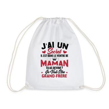 Secret Cadeau Annonce Grossesse Grand-Frère - Sac de sport léger - blanc - Devant