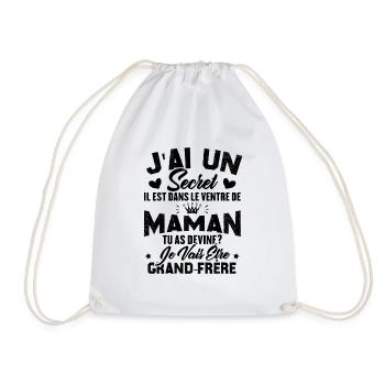 Secret Cadeau Annonce Grossesse Grand-Frère - Sac de sport léger - blanc - Devant