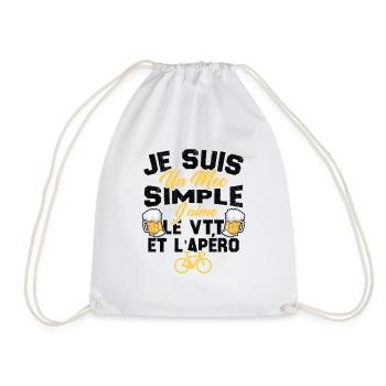 Je suis un mec simple j'aime le VTT et l'apéro - Sac de sport léger - blanc - Devant