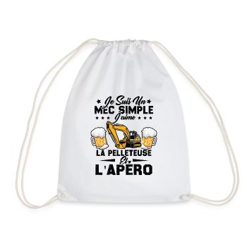 Un Mec Simple J'aime La Pelleteuse Et L'apéro - Sac de sport léger - blanc - Devant