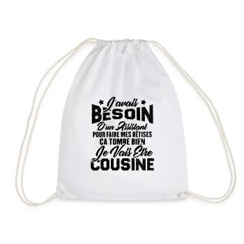Je vais être cousine, Cadeau pour future cousine - Sac de sport léger - blanc - Devant