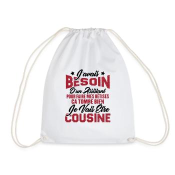 Je vais être cousine, Cadeau pour future cousine - Sac de sport léger - blanc - Devant