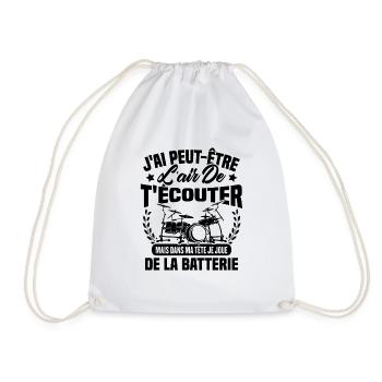 Dans Ma Tête Je Joue De La Batterie Batteur Cadeau - Sac de sport léger - blanc - Devant