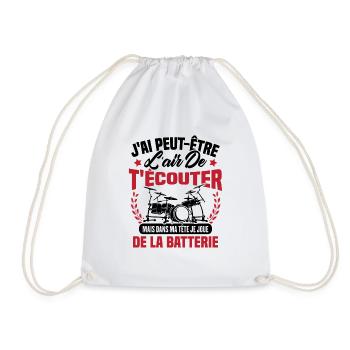 Dans Ma Tête Je Joue De La Batterie Batteur Cadeau - Sac de sport léger - blanc - Devant