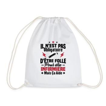 Pas obligatoire d'être folle pour être infirmièr - Sac de sport léger - blanc - Devant