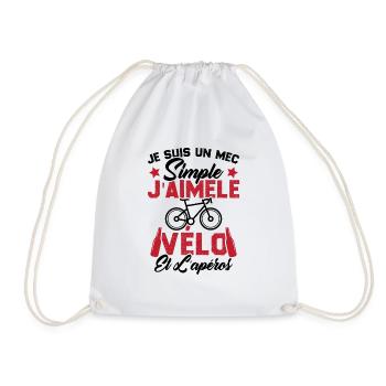 Je Suis Un Mec Simple J'aime Le Vélo Et L'apéro - Sac de sport léger - blanc - Devant