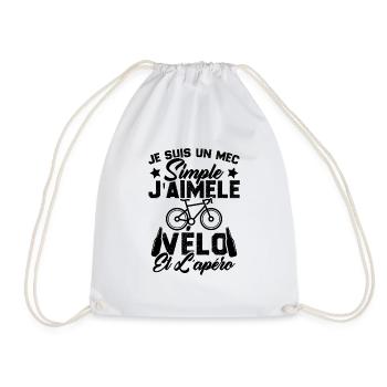 Je Suis Un Mec Simple J'aime Le Vélo Et L'apéro - Sac de sport léger - blanc - Devant