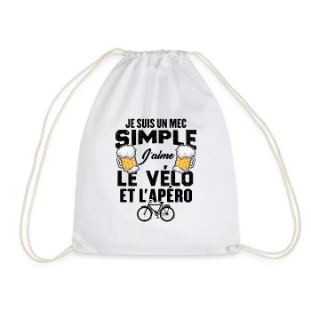 Je Suis Un Mec Simple J'aime Le Vélo Et L'apéro - Sac de sport léger - blanc - Devant
