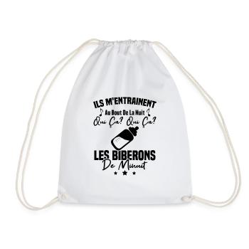 Qui ça qui ça Les biberons de minuit Humour Cadeau - Sac de sport léger - blanc - Devant