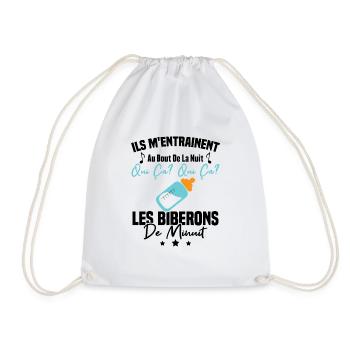 Qui ça qui ça Les biberons de minuit Humour Cadeau - Sac de sport léger - blanc - Devant