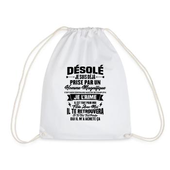 Je suis prise par un homme magnifique humour femme - Sac de sport léger - blanc - Devant