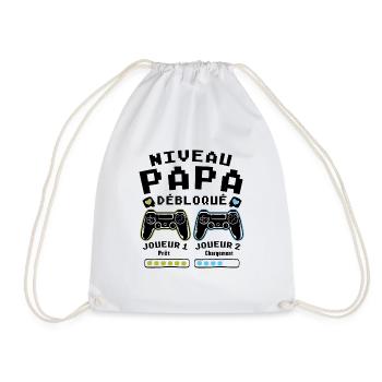 Niveau Papa Débloqué Cadeau Drôle Nouveau Papa - Sac de sport léger - blanc - Devant