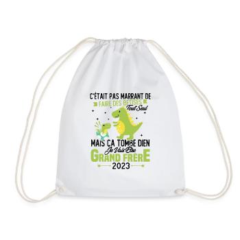 Je vais être grand frère 2023 / Cadeau grand frère - Sac de sport léger - blanc - Devant